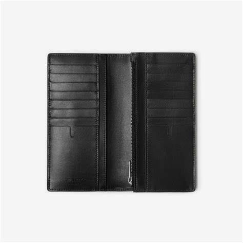 Embossed Check Continental Wallet in Black 